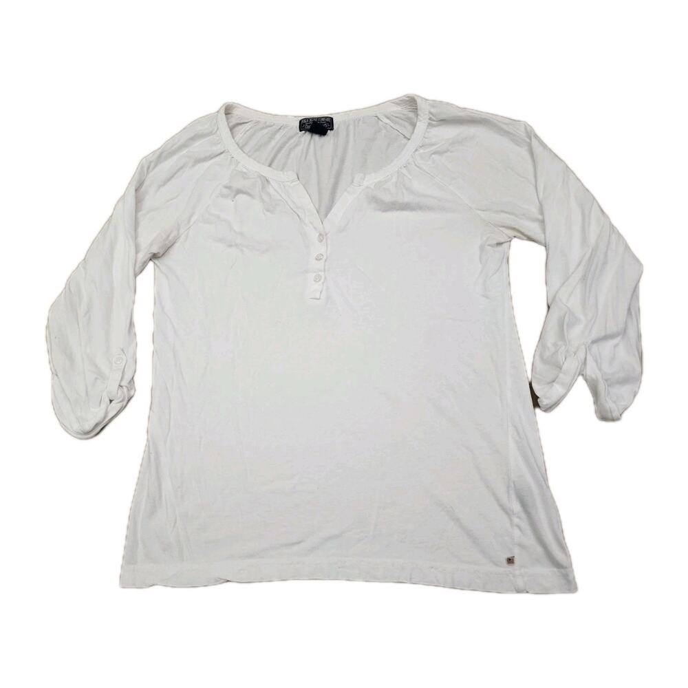 Polo Jeans Company Women’s White Blouse 3/4 Sleeve Top Size Large white